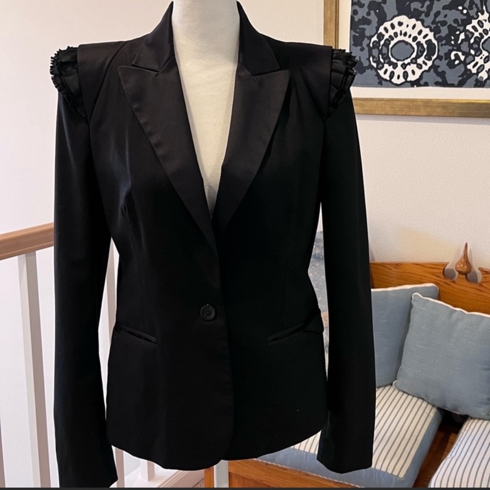 Robert Rodriquez Defined Ruffle Shoulder Blazer - image 2